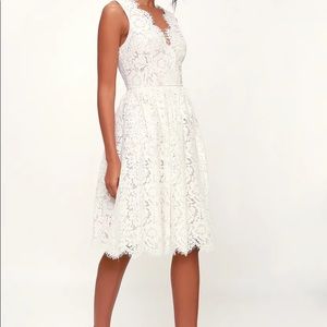 White lace dress Lulu’s XL v neck wedding